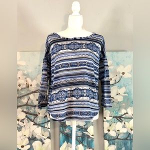 No Boundaries Blue, Black, and White Knit Top
